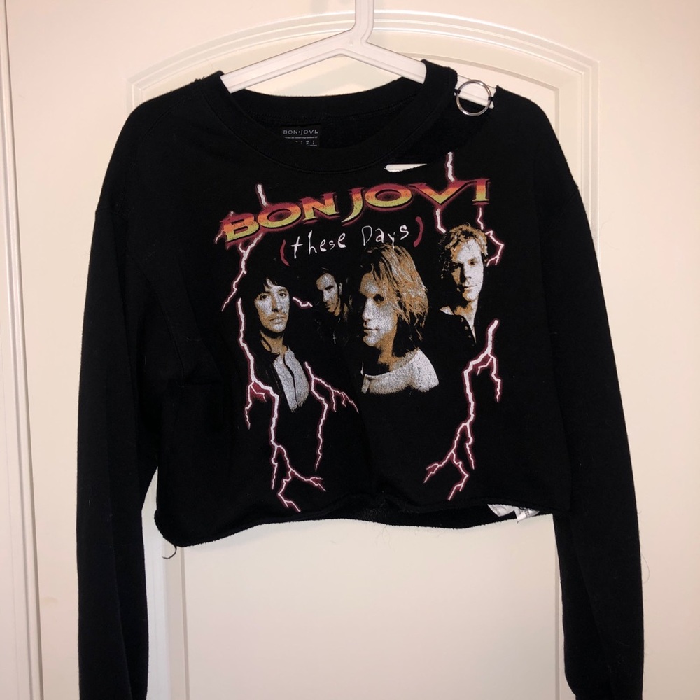 Vintage Bon Jovi cropped crewneck sweater